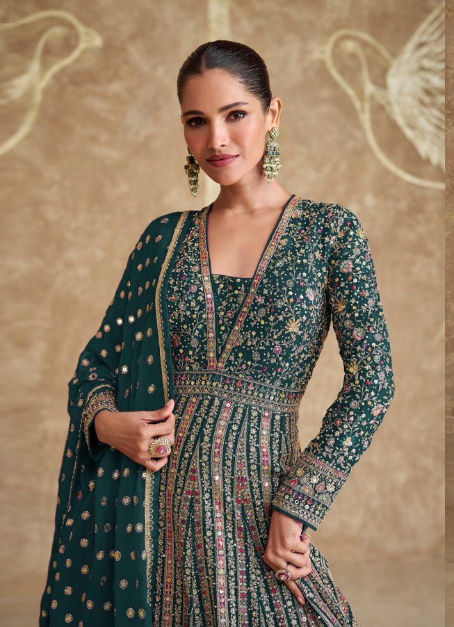Sayuri Royal Georgette with Zari and Thread Embroidery Work plus Sequence Work