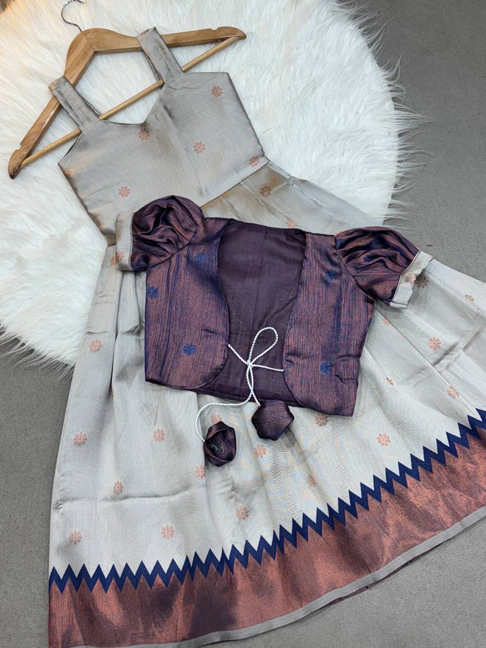 Kids Koti Gown with Jacquard Weaving & Embroidery