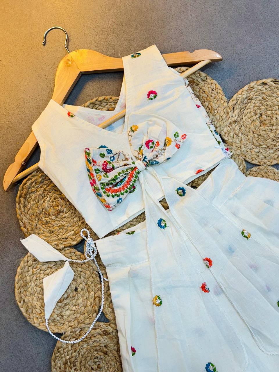 Kids Kora Cotton Lehenga Choli with Butterfly Back Design