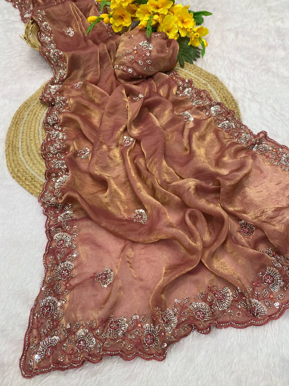 The most trending Beads Work Concept Saree