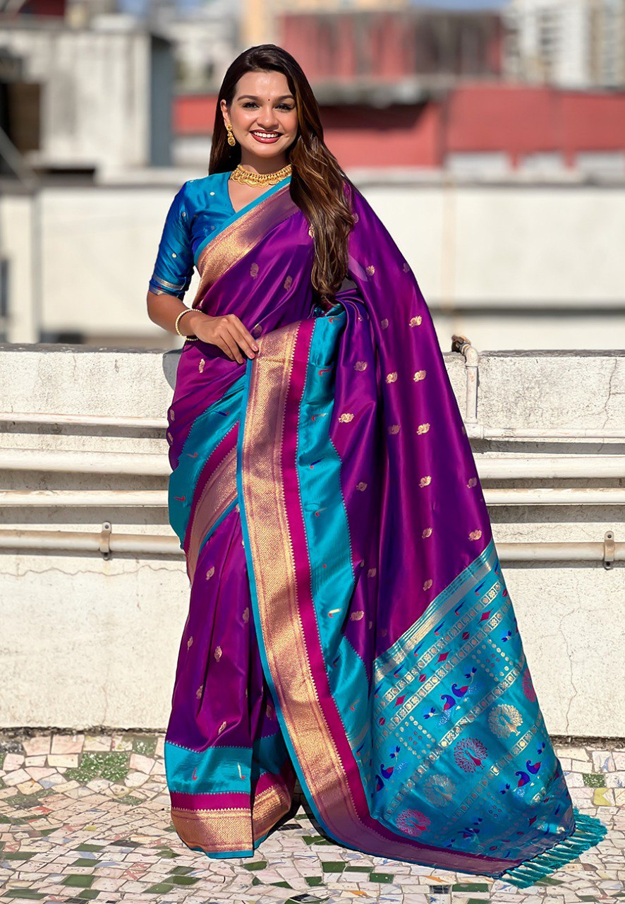 Soft Silk Rich Gold Zari Weaving Paithani Saree