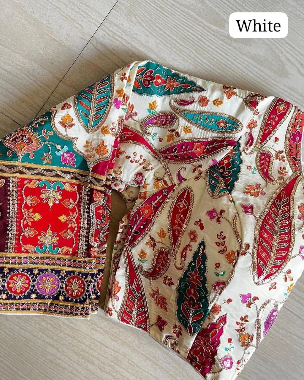 Crepe with Heavy Chinon Position Print Blouse