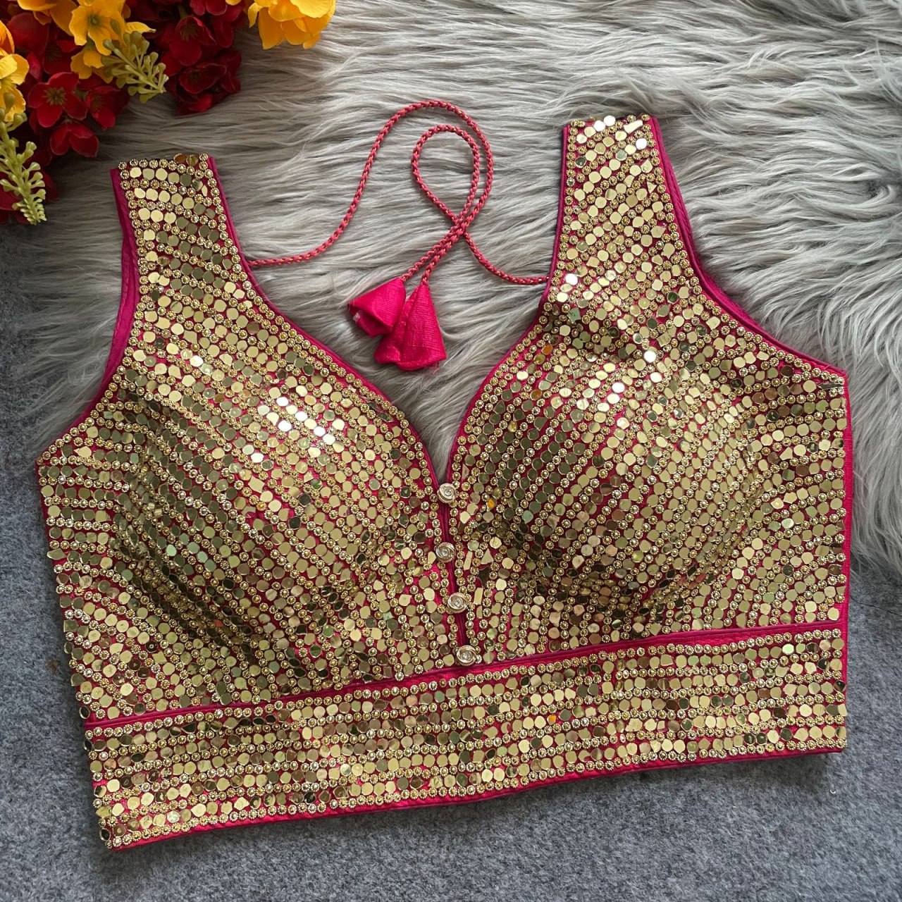 Phantom Mirror + Heavy Stone Handwork with Real Bottom Blouse