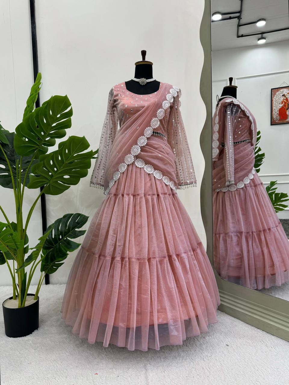 Twill Organza Lehenga Choli Ready To wear Saree