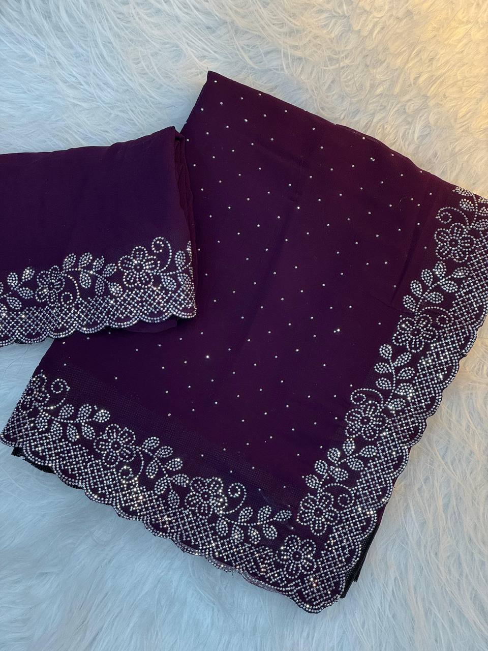 GEORGETTE FABRIC WITH STON WORK SAREE