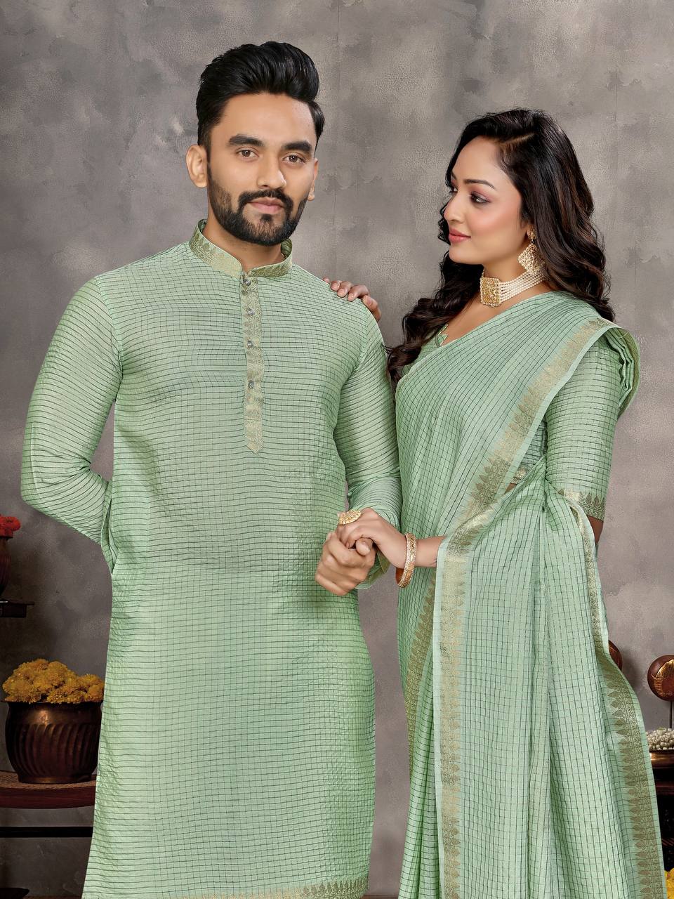 JARI CHECKS SILLK KURTA WITH PAJAMA