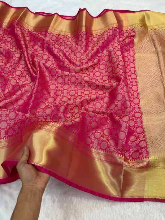 Banarasi Premium Woven Soft Katan Tissue Kanjivaram Silk Saree with Jacquard Zari Work - SHRUTI HASSAN