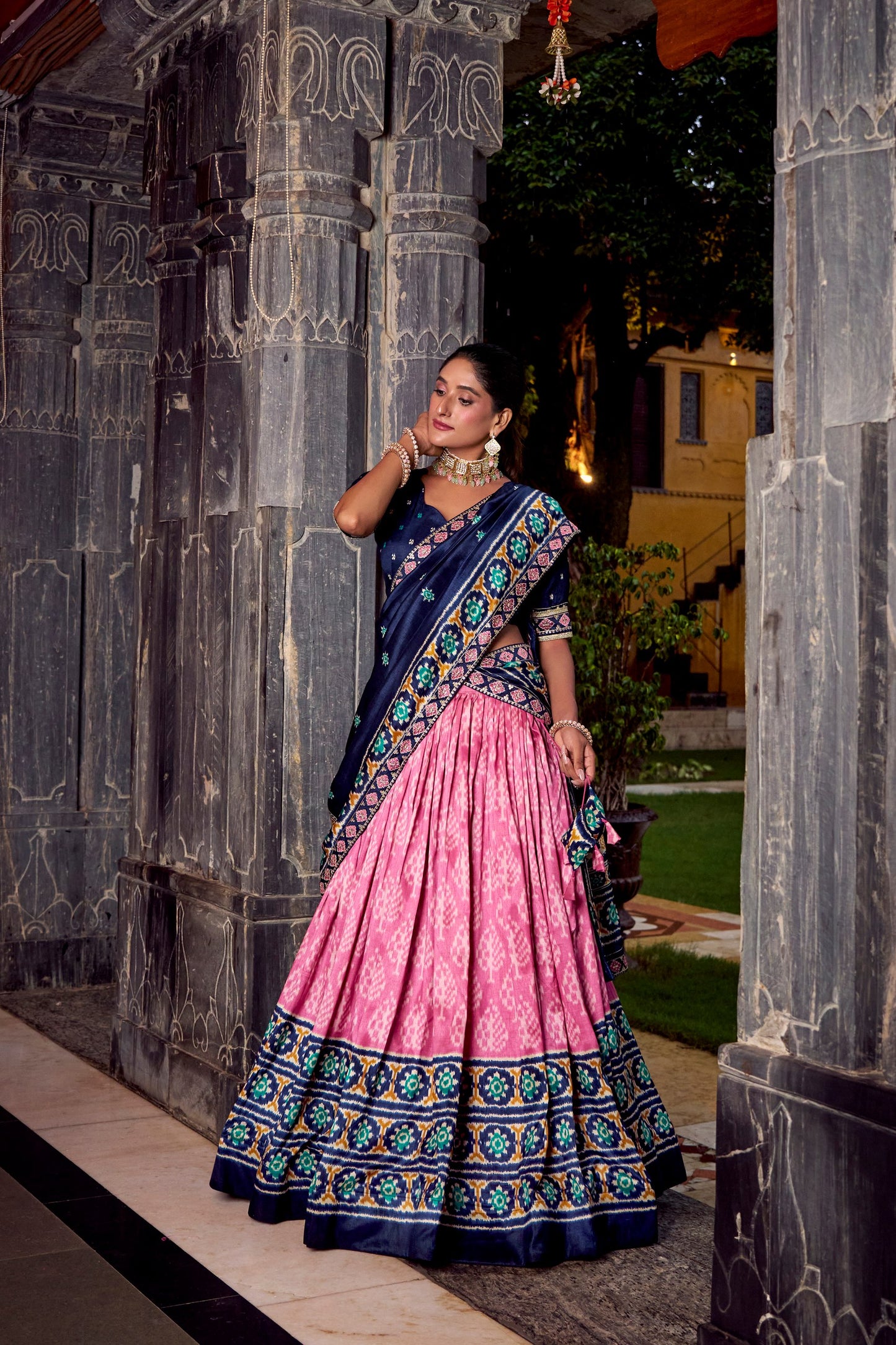PINK BLUE IKKAT PRINT LEHENGA PREORDER SPECIAL