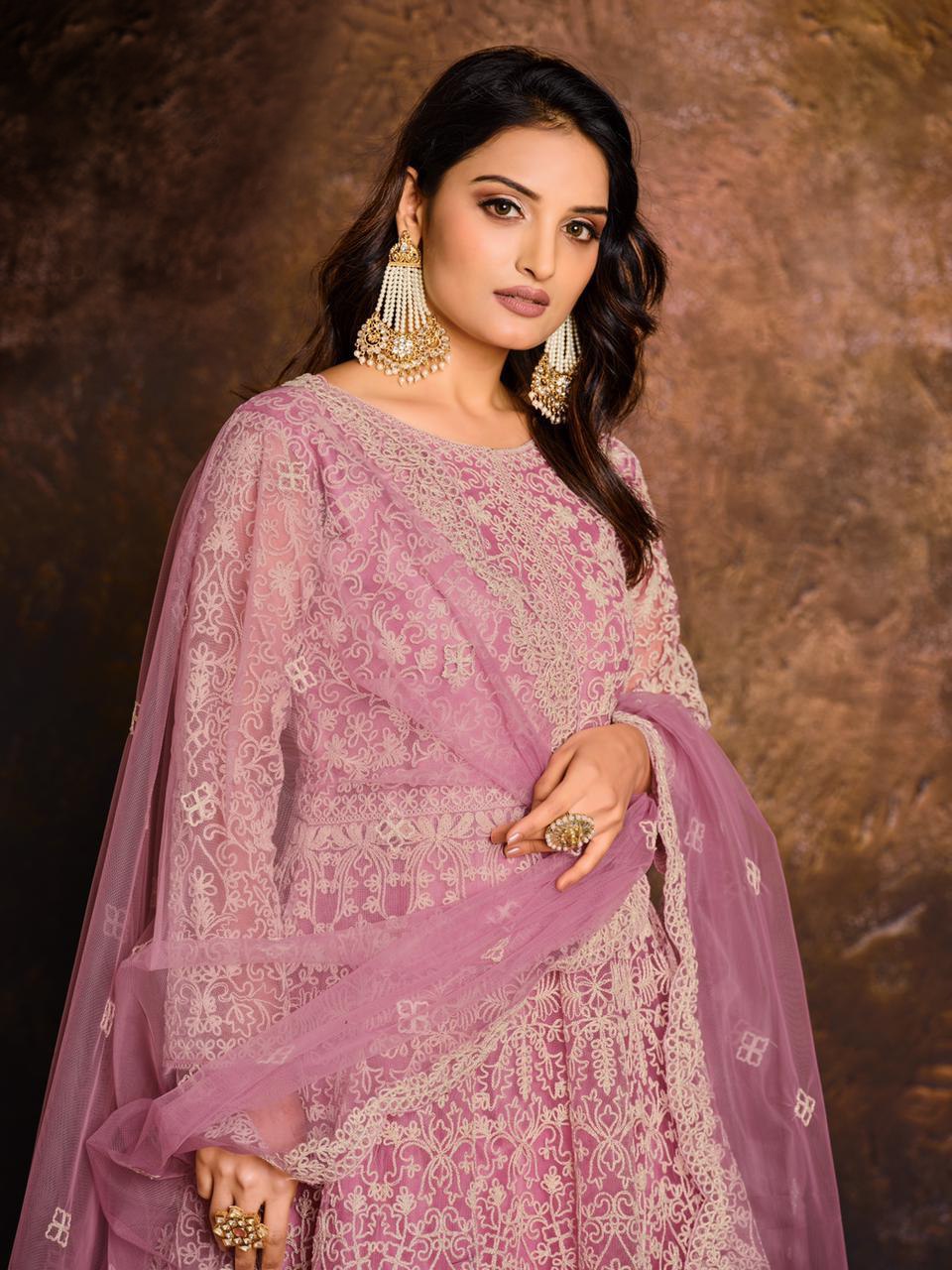 Vani Net with Coding Embroidery Unstitched Suits