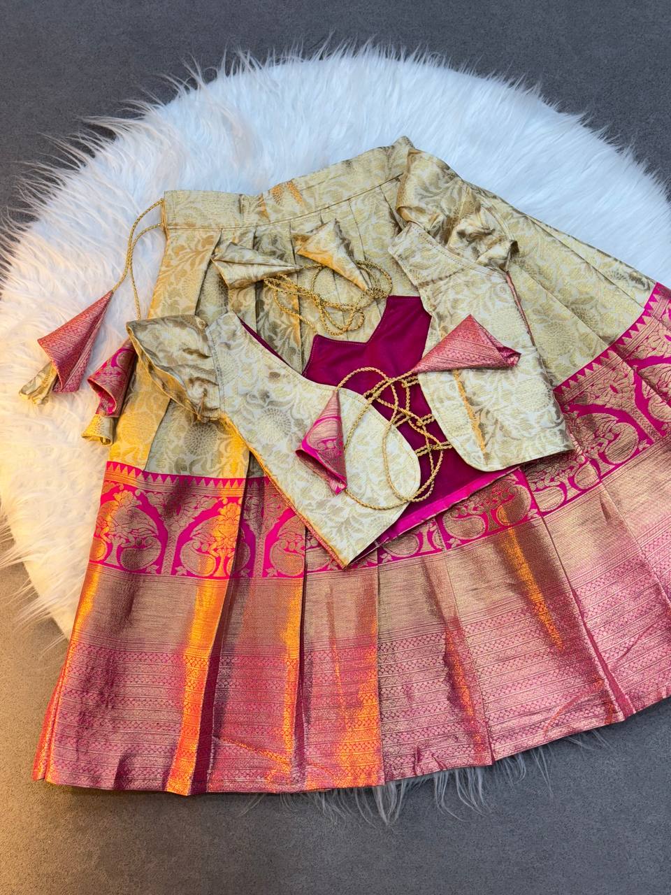 Designer Jacquard Weaving Kids Lehenga Choli