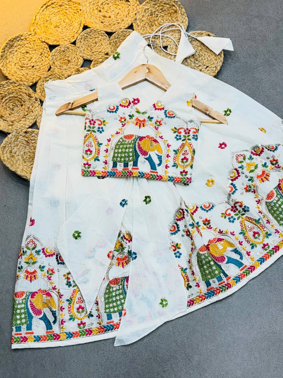 Kids Kora Cotton Lehenga Choli with Butterfly Back Design