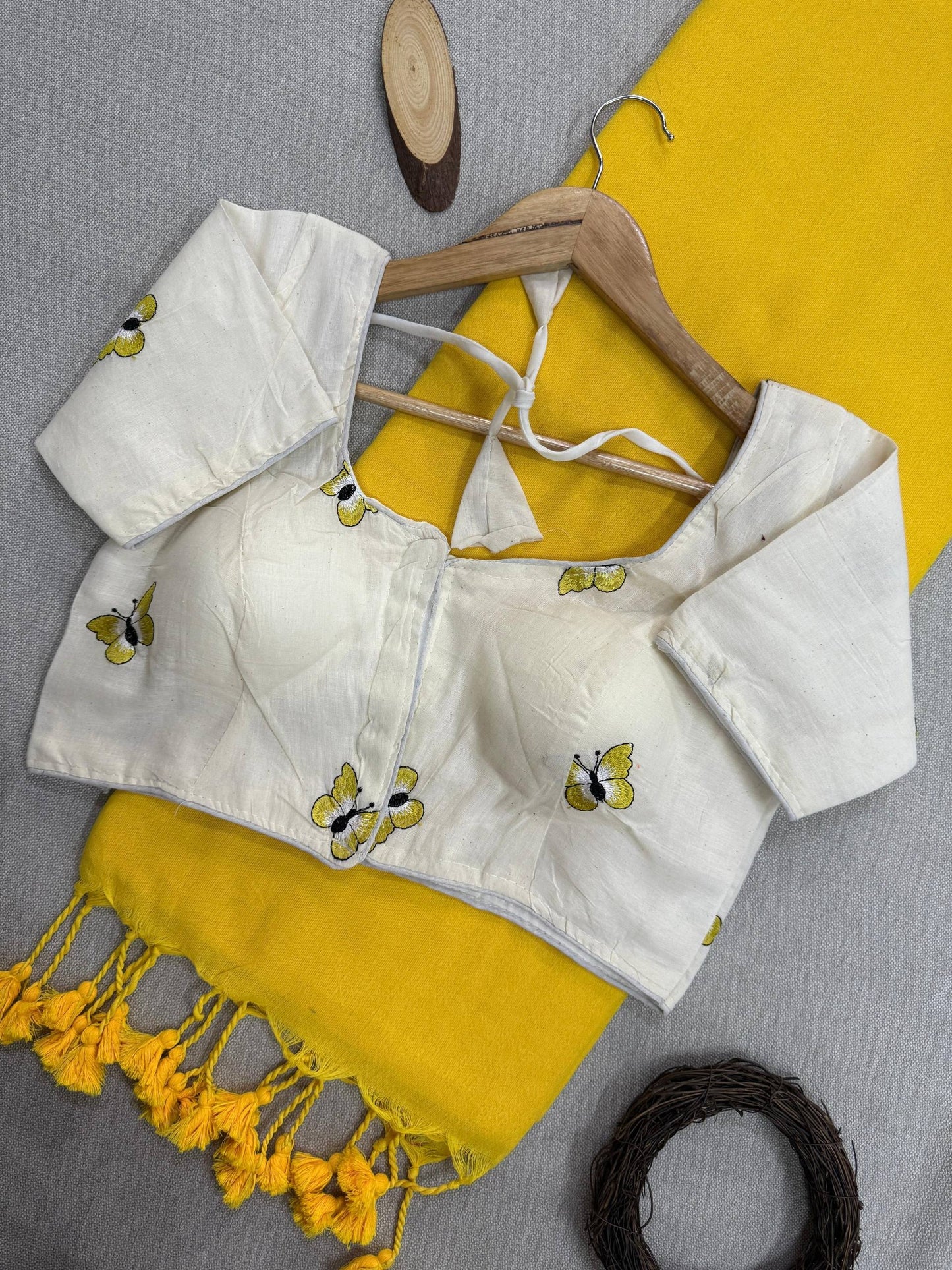 Handloom Khadi COTTON SAREE With Butterfly Design Blouse