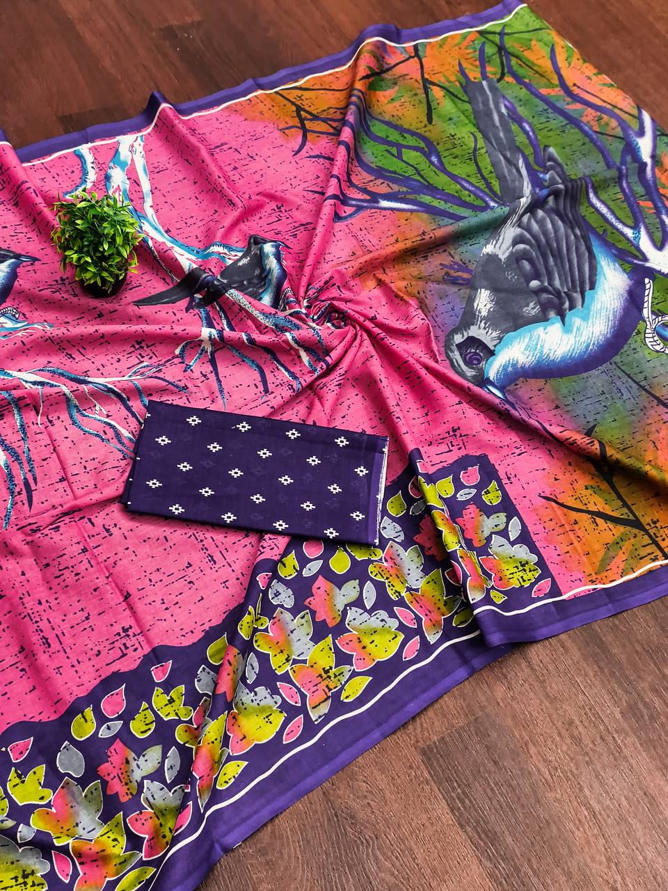 Heritage Hand Print Mulmul Cotton Sarees