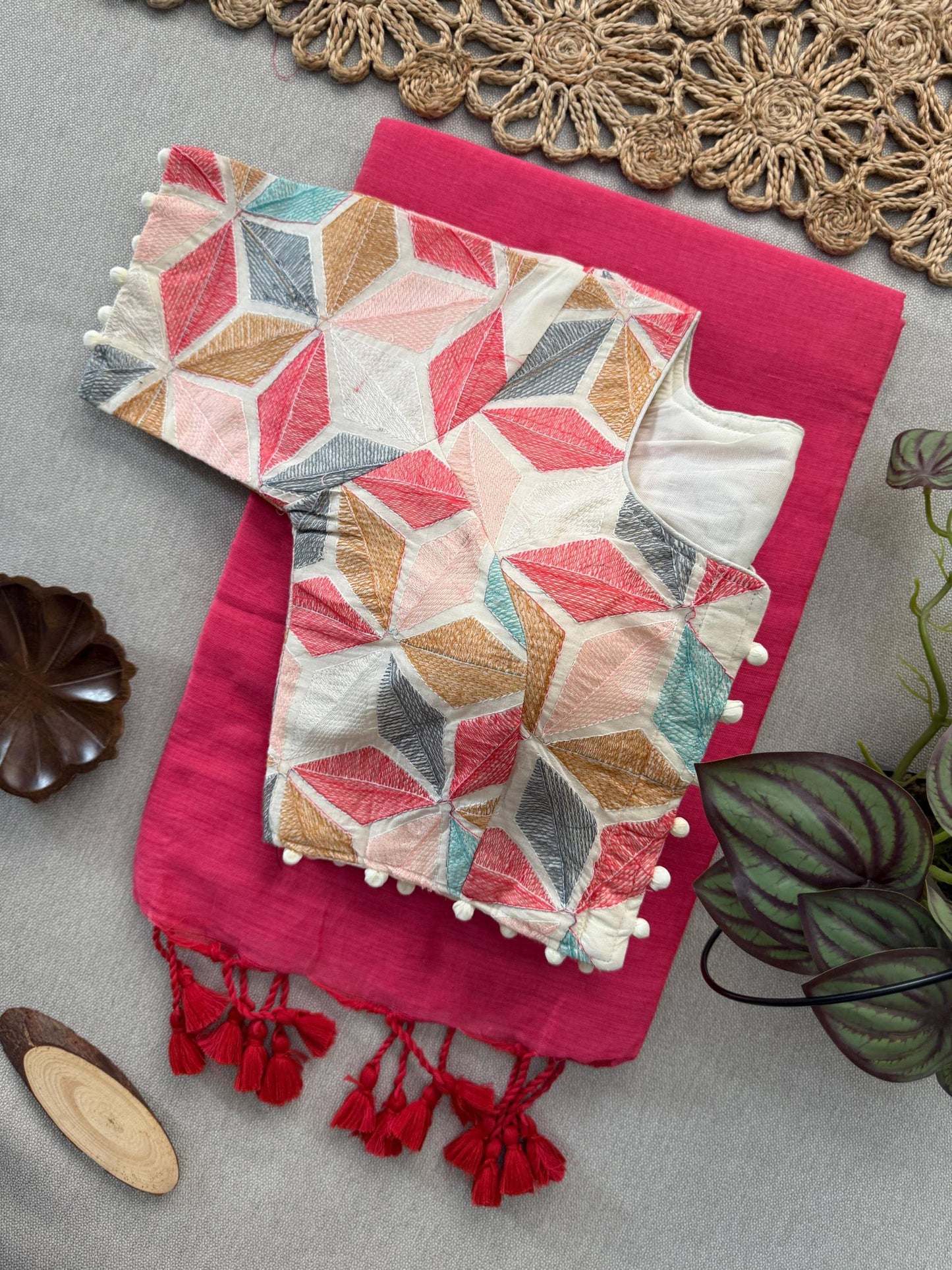 Handloom Khadi COTTON Saree With Ready to Wear Blouse
