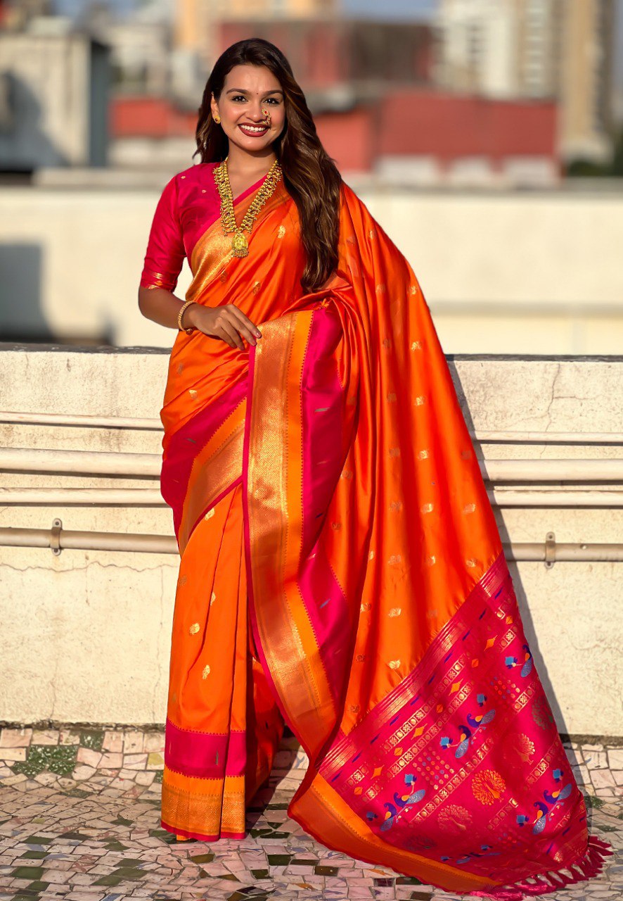 Soft Silk Rich Gold Zari Weaving Paithani Saree