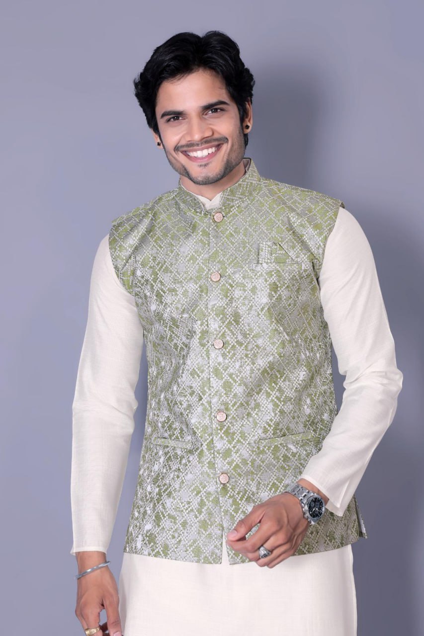 MAN'S KURTA PAJAMA EITH JEQUARD JACKETS