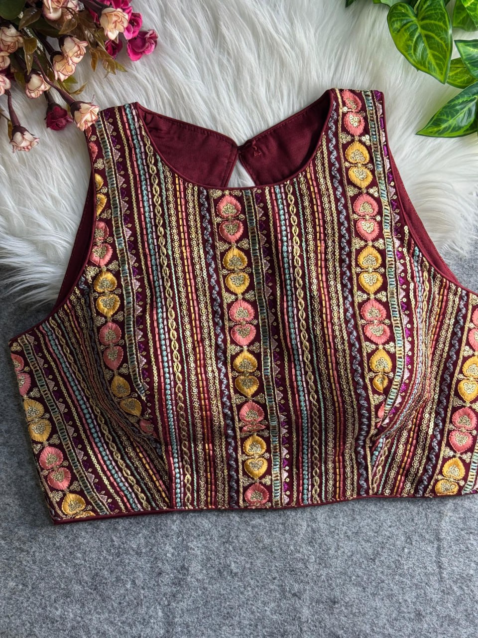 Georgette Embroidery Sleeveless Blouse