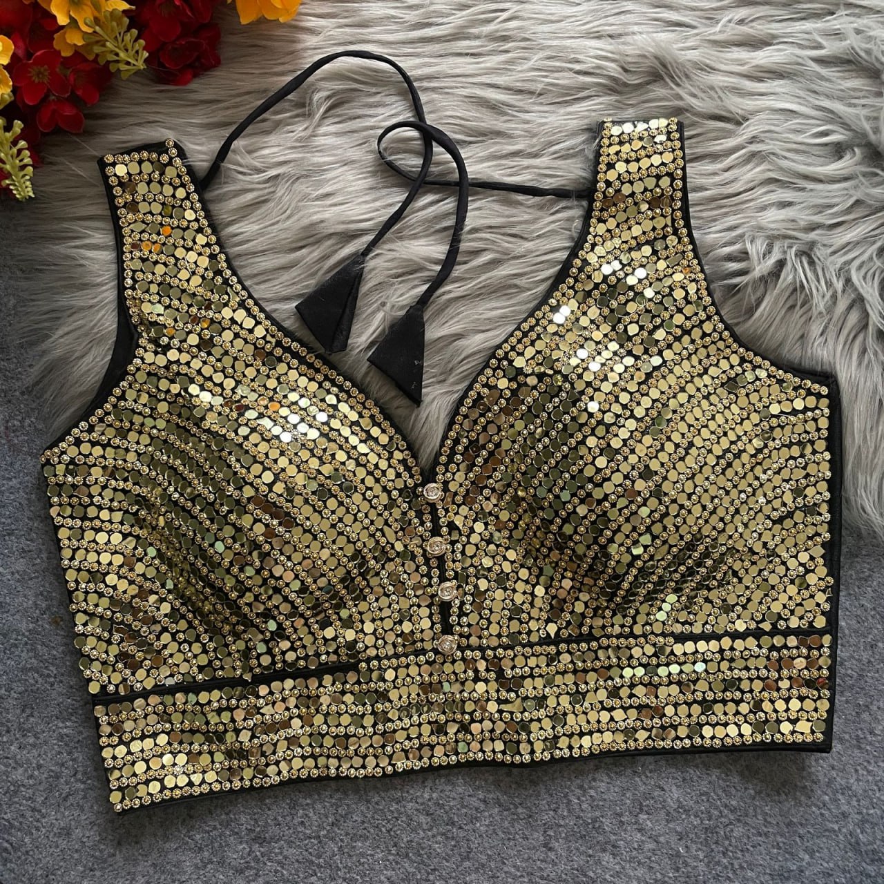 Phantom Mirror + Heavy Stone Handwork with Real Bottom Blouse