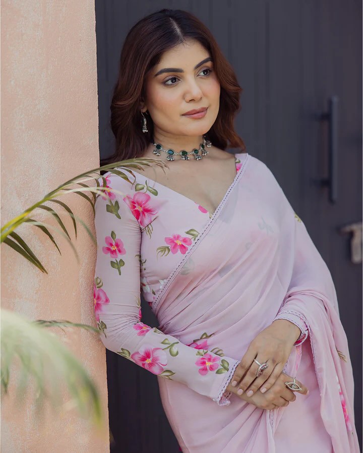 Georgette with Digital Print Ready To Wear Lehenga Saree