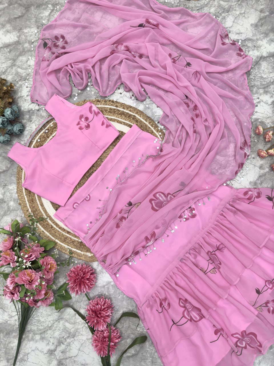 Ready To Wear Lehenga Saree With Fully Stitched Blouse