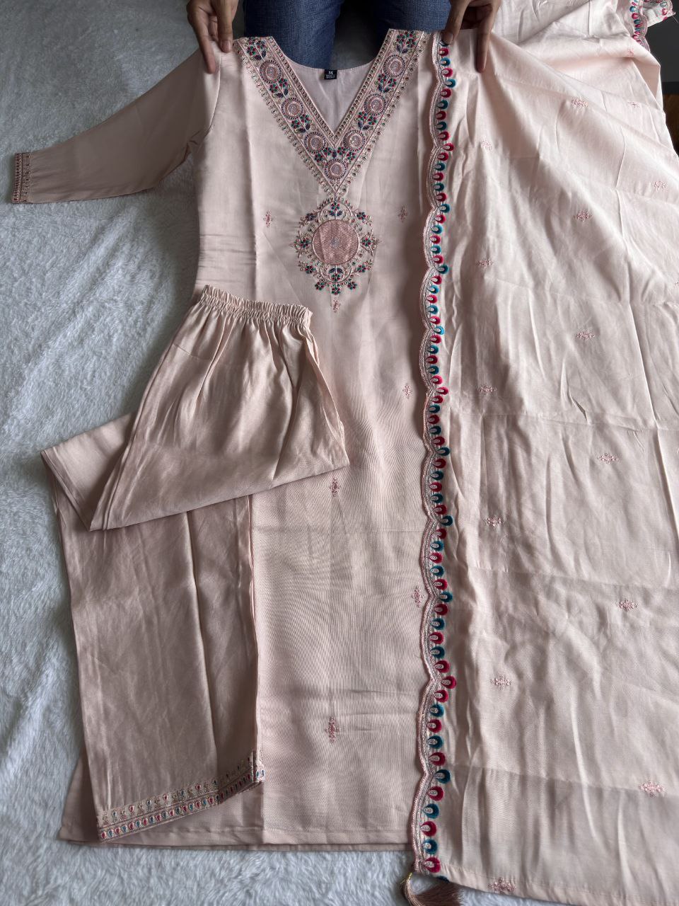 Thread Embroidery with Sequin Detailing Suits