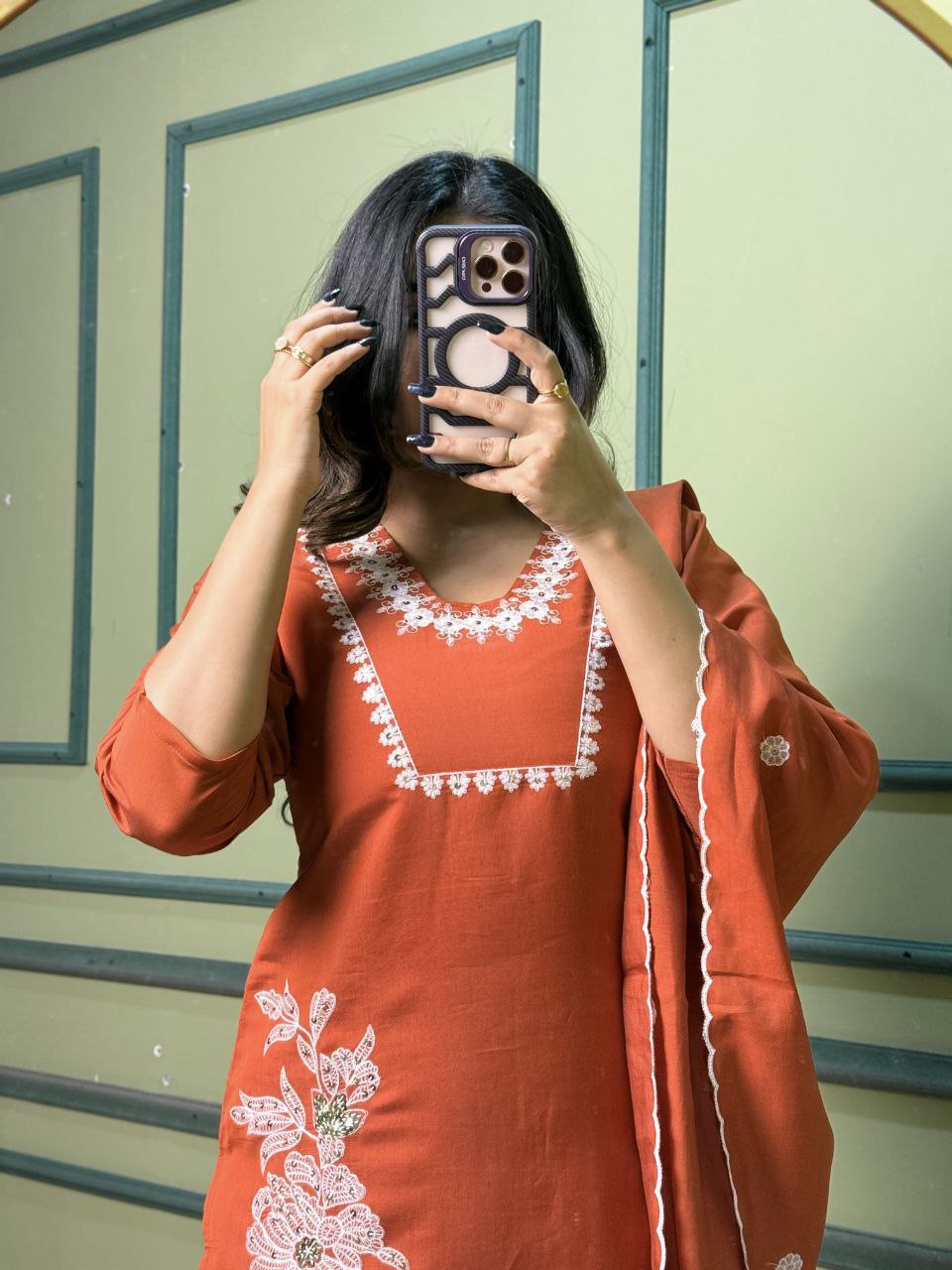 Embroidery with Sequence Work Suit