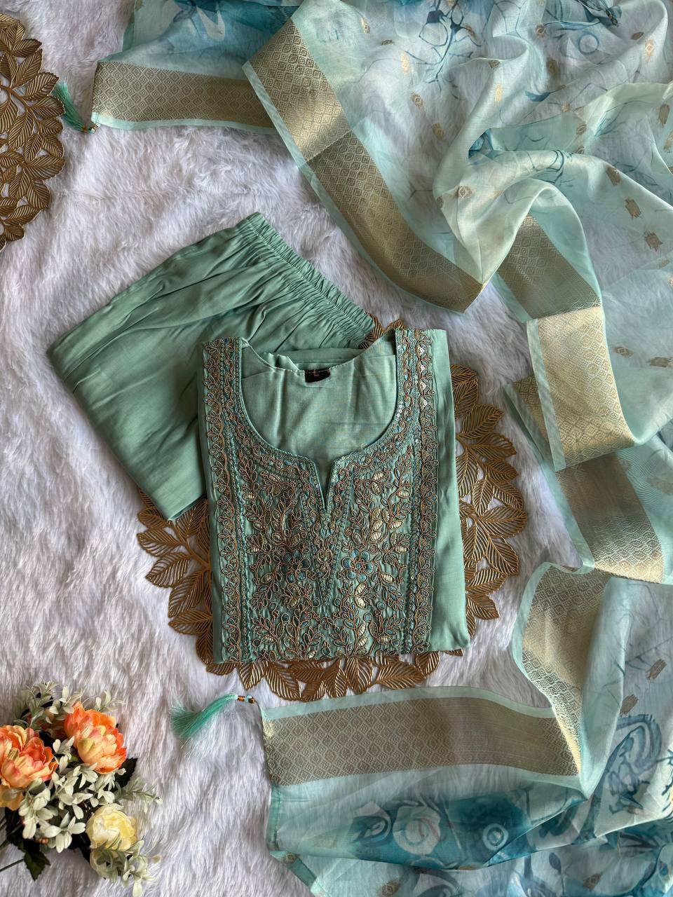Beautiful Embroidery & Sequence Work Suit