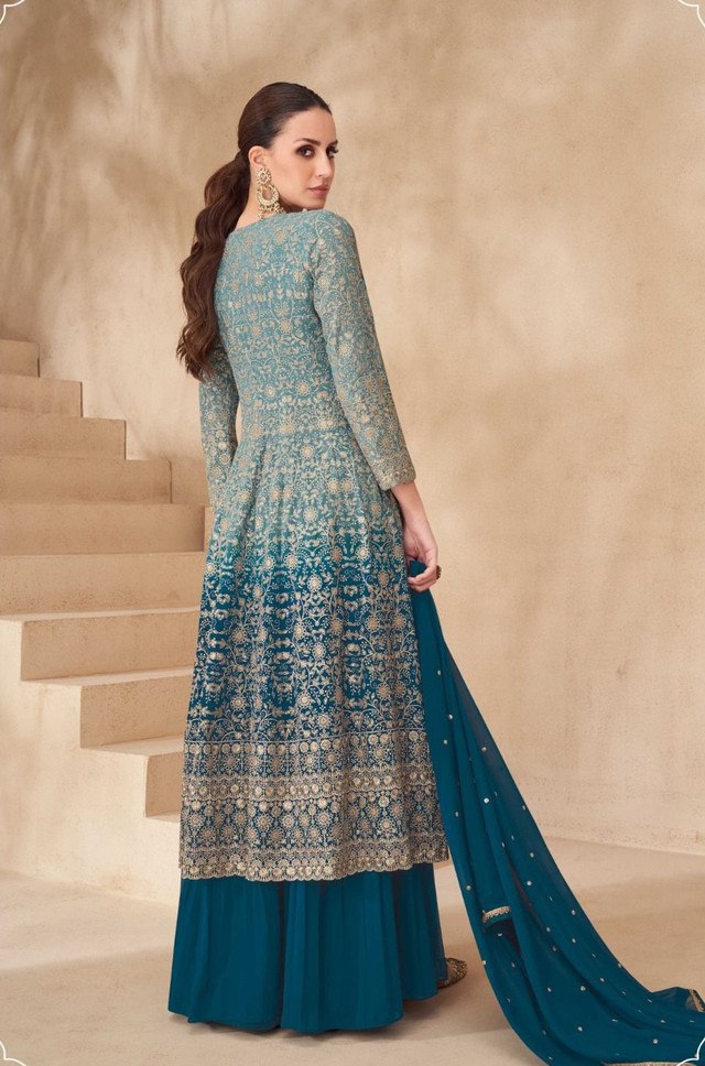 Georgette Zari & Thread Embroidery + Sequence Work Suit
