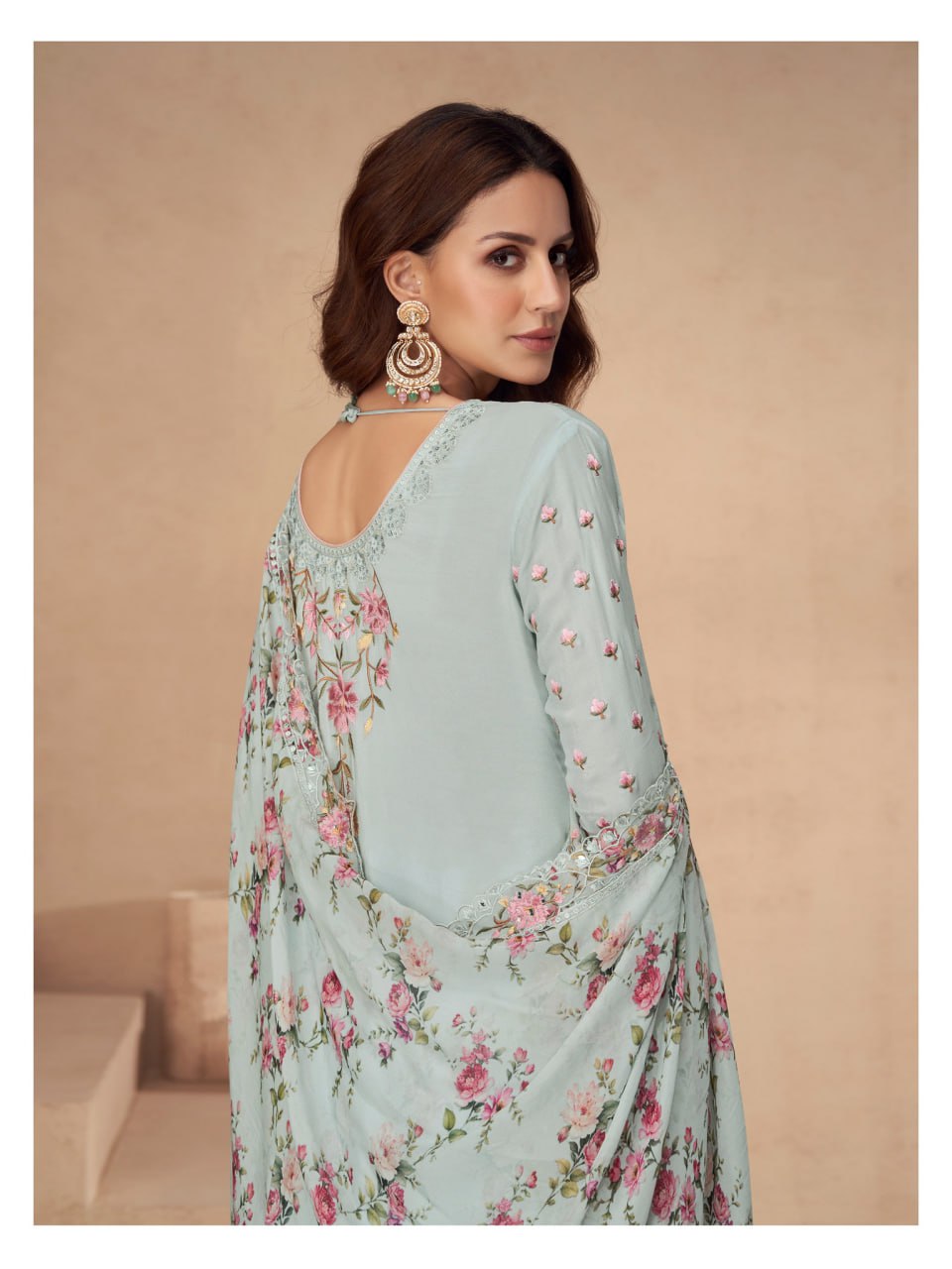 Vichitra With Embroidery work+ sequence Suit