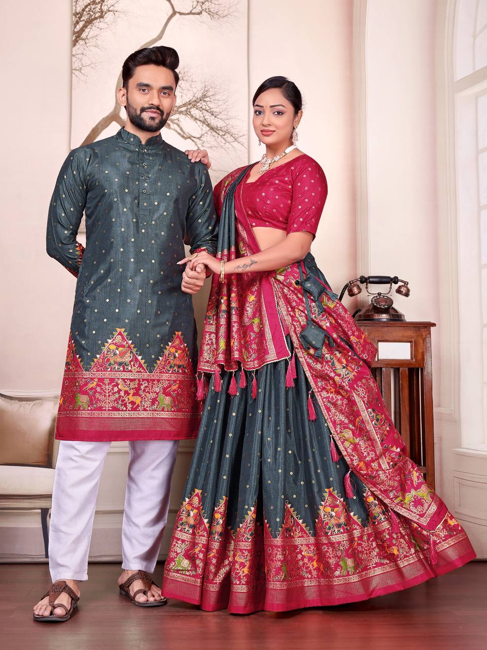 COUPLE COMBO KURTA WITH LEHENGA
