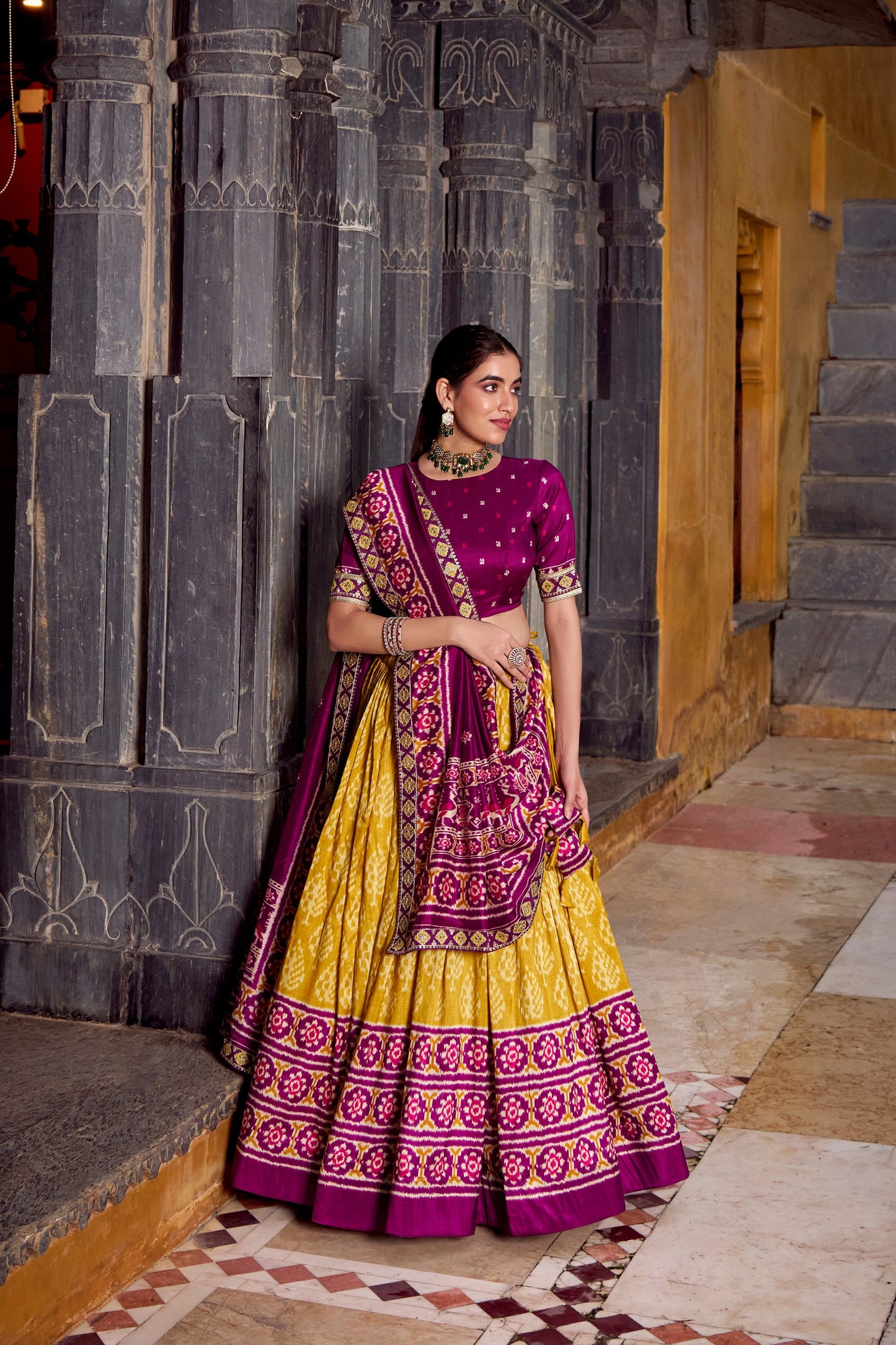 GOLD IKKAT PRINT LEHENGA PREORDER SPECIAL