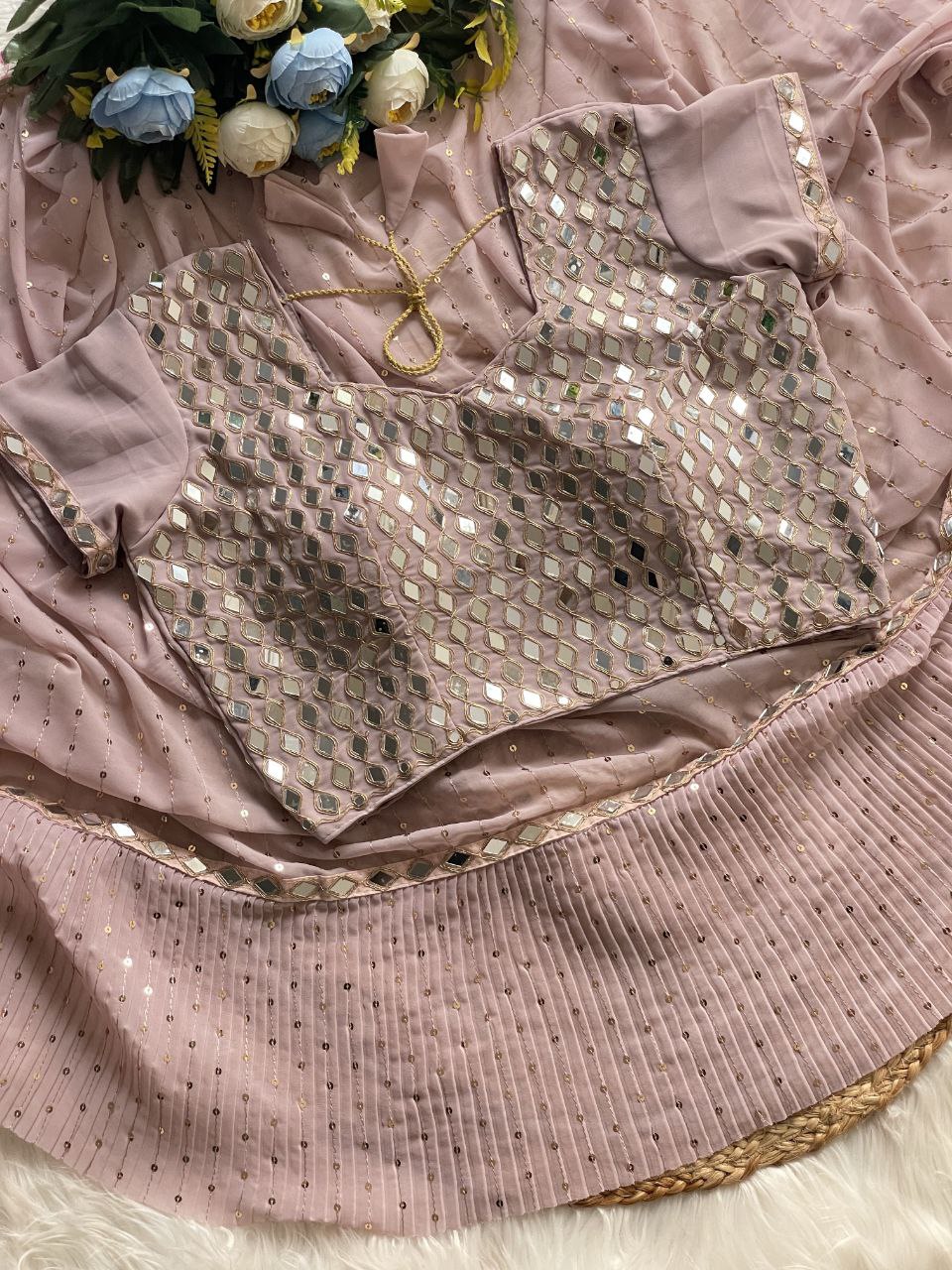 Bollywood Superhit Design Sequins Crush Pleated Saree