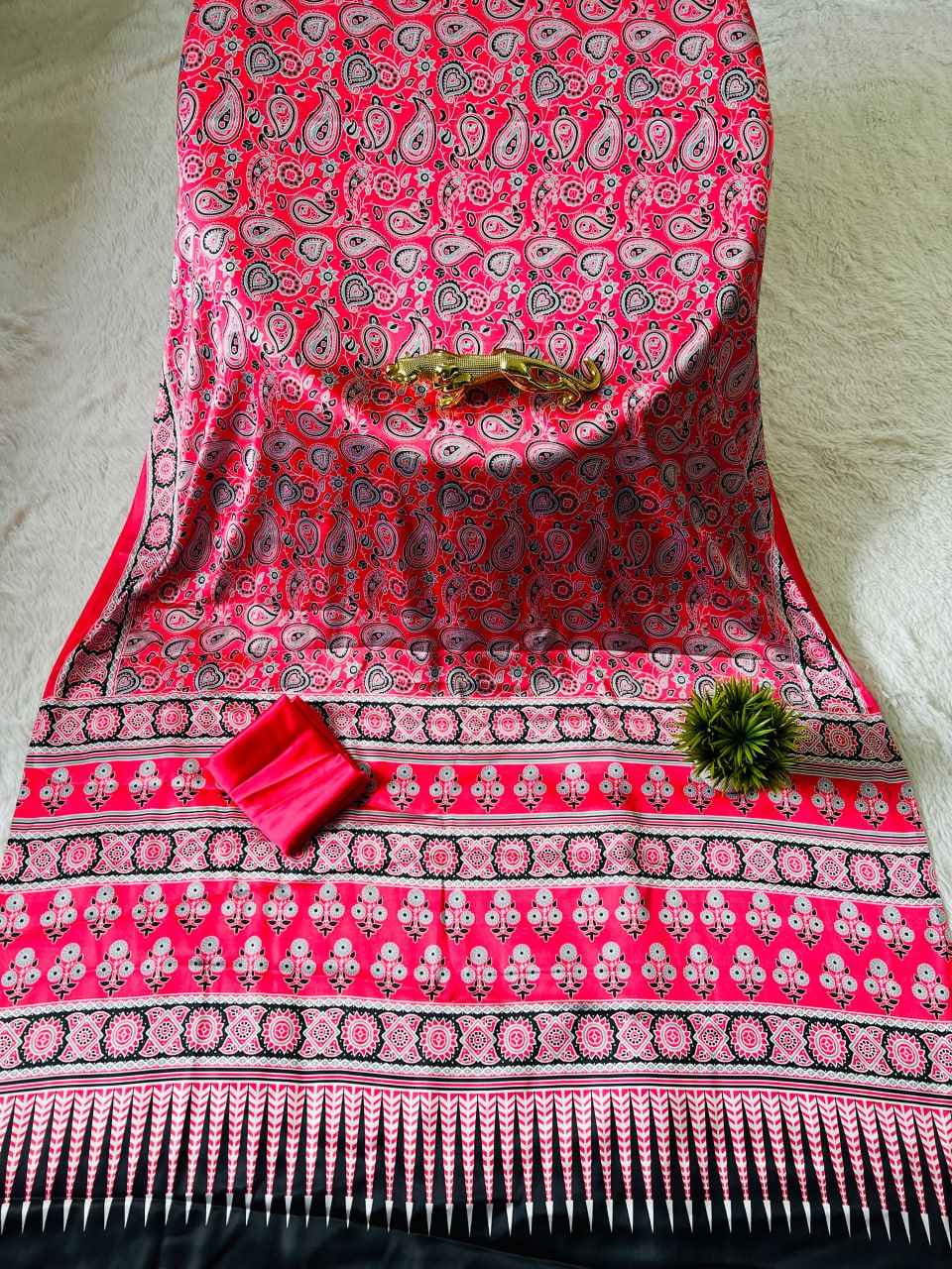 Digital Print Semi Gajji Silk Soft and Smooth Saree
