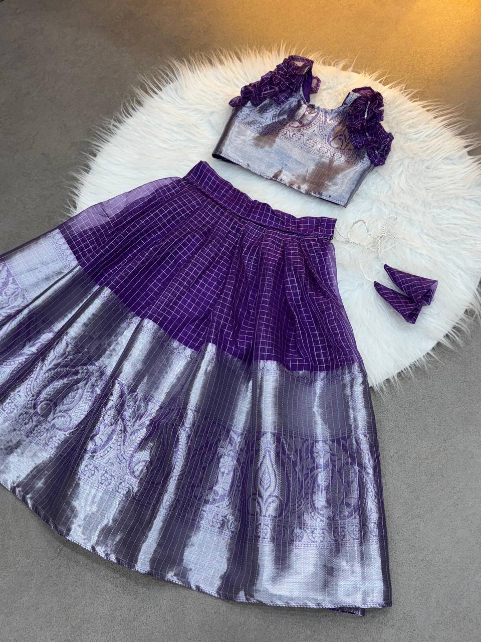 Kids Organza Zari Lehenga Choli