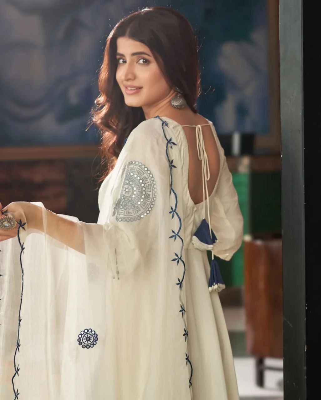 Bollywood Inspired White Anarkali by Rasha Tandani