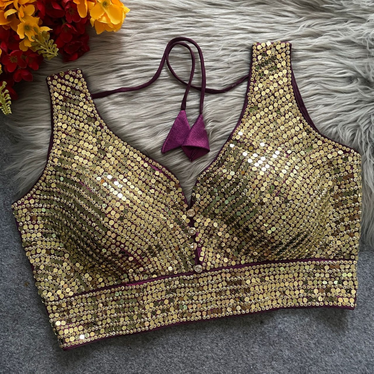 Phantom Mirror + Heavy Stone Handwork with Real Bottom Blouse