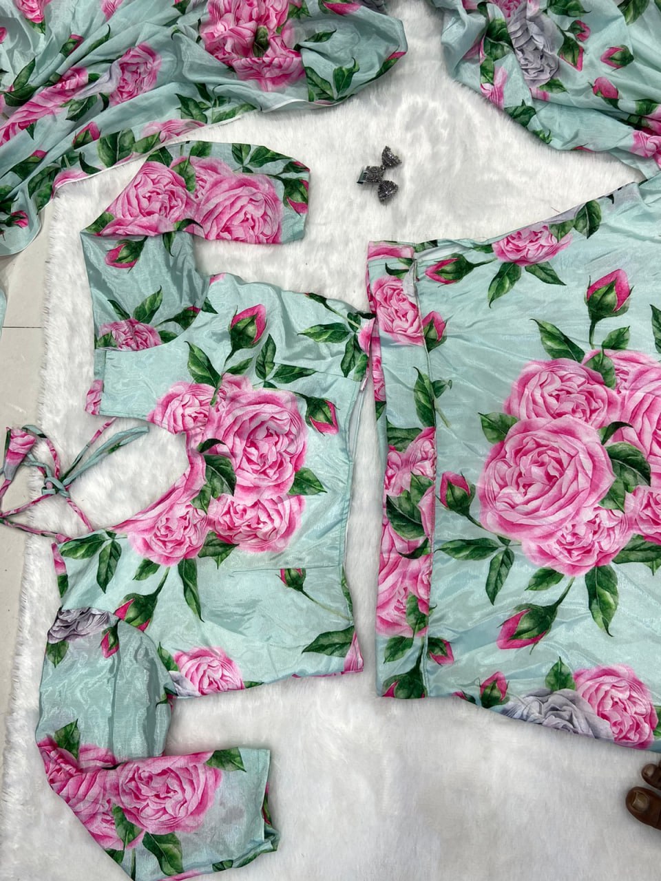 Chinon Silk Lehenga Saree Ready To Wear