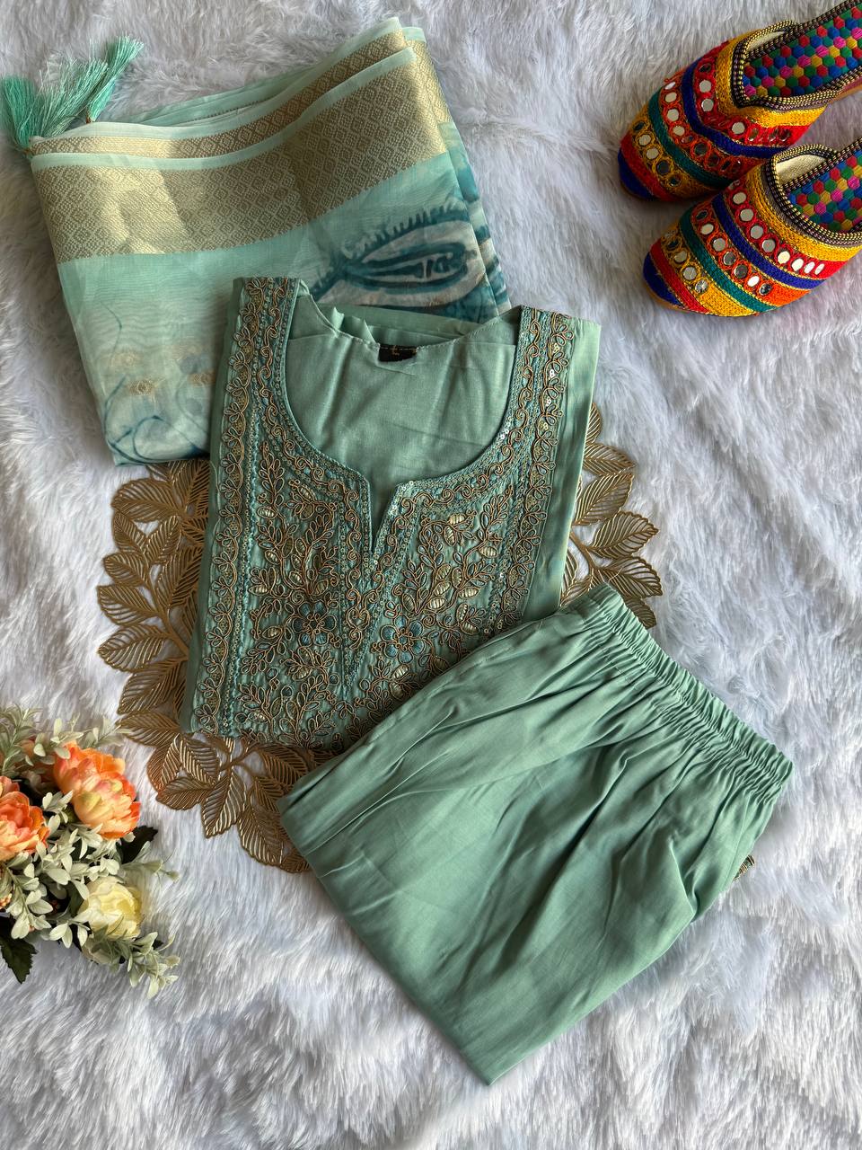 Beautiful Embroidery & Sequence Work Suit