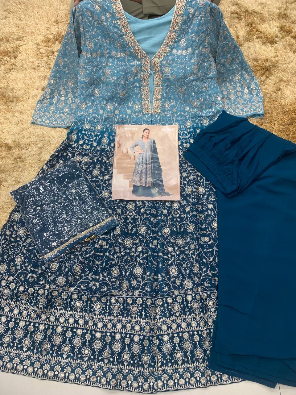 Georgette Zari & Thread Embroidery + Sequence Work Suit