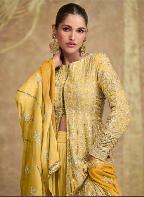 Georgette Zari & Thread Embroidery + Sequence Work Santoon Inner Suit