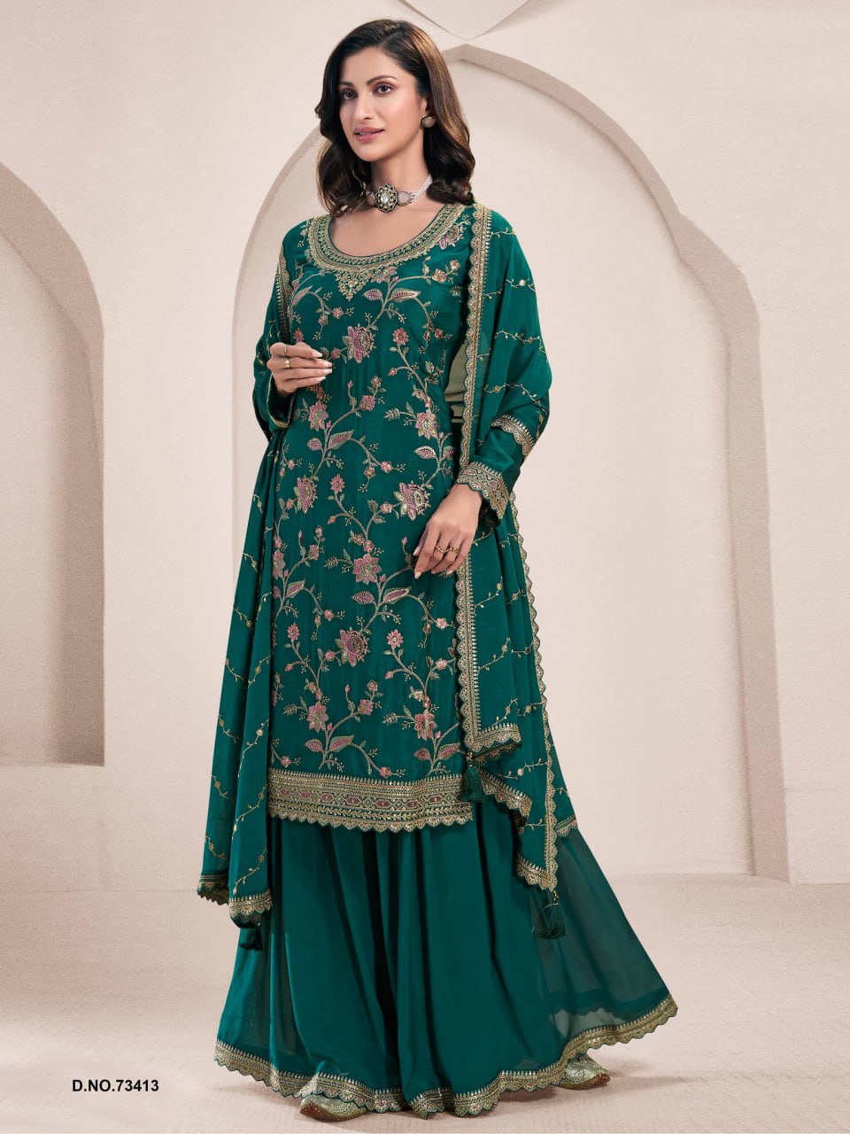 Multicolor Embroidery Work Santoon Inner Suit