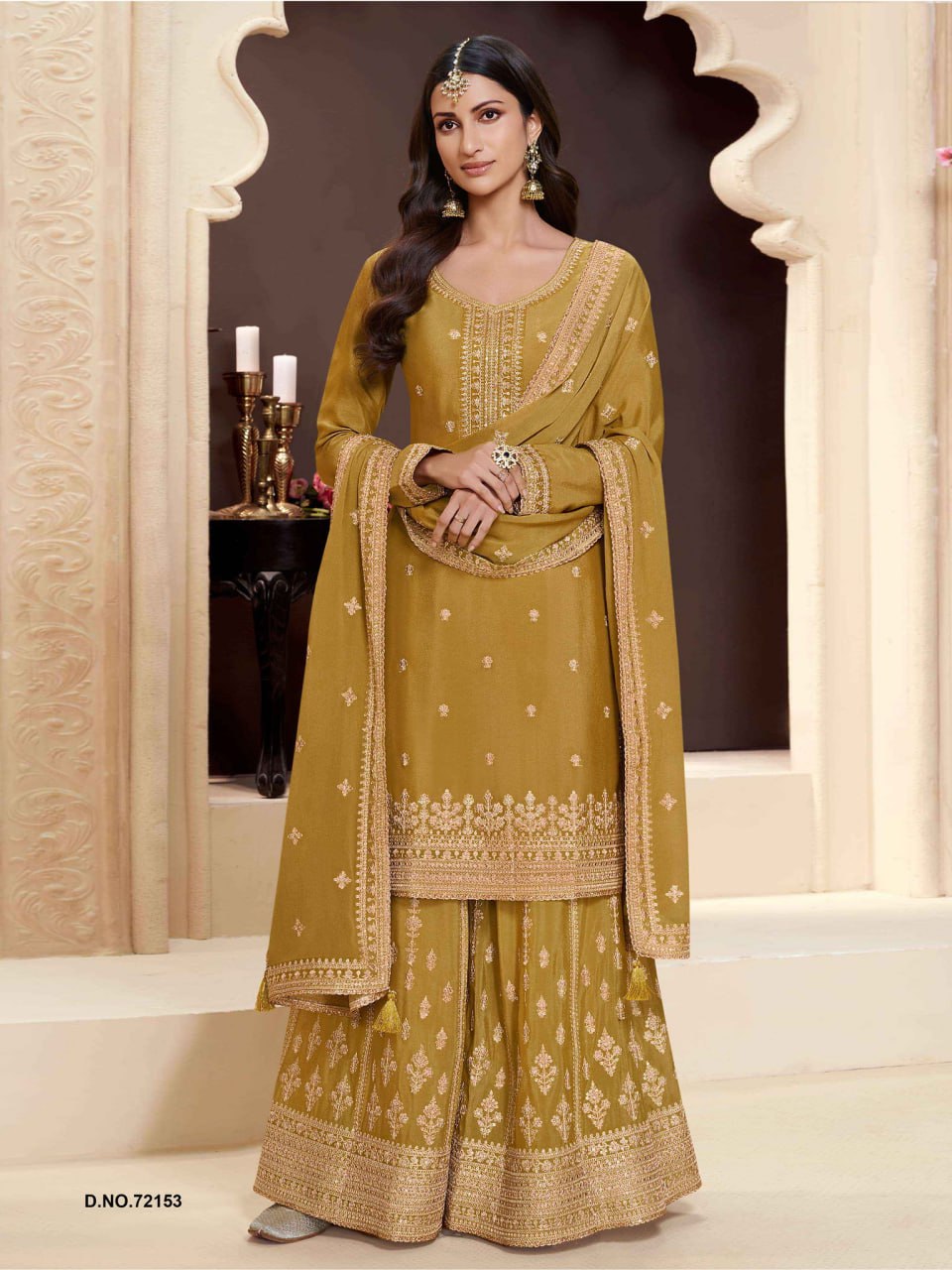 Multicolor Embroidery Work Suit With Plazo