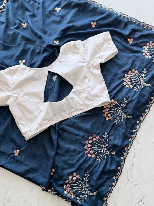 DF Avatar Beads Designer Saree with Crunchy Texture & Scalloped Border