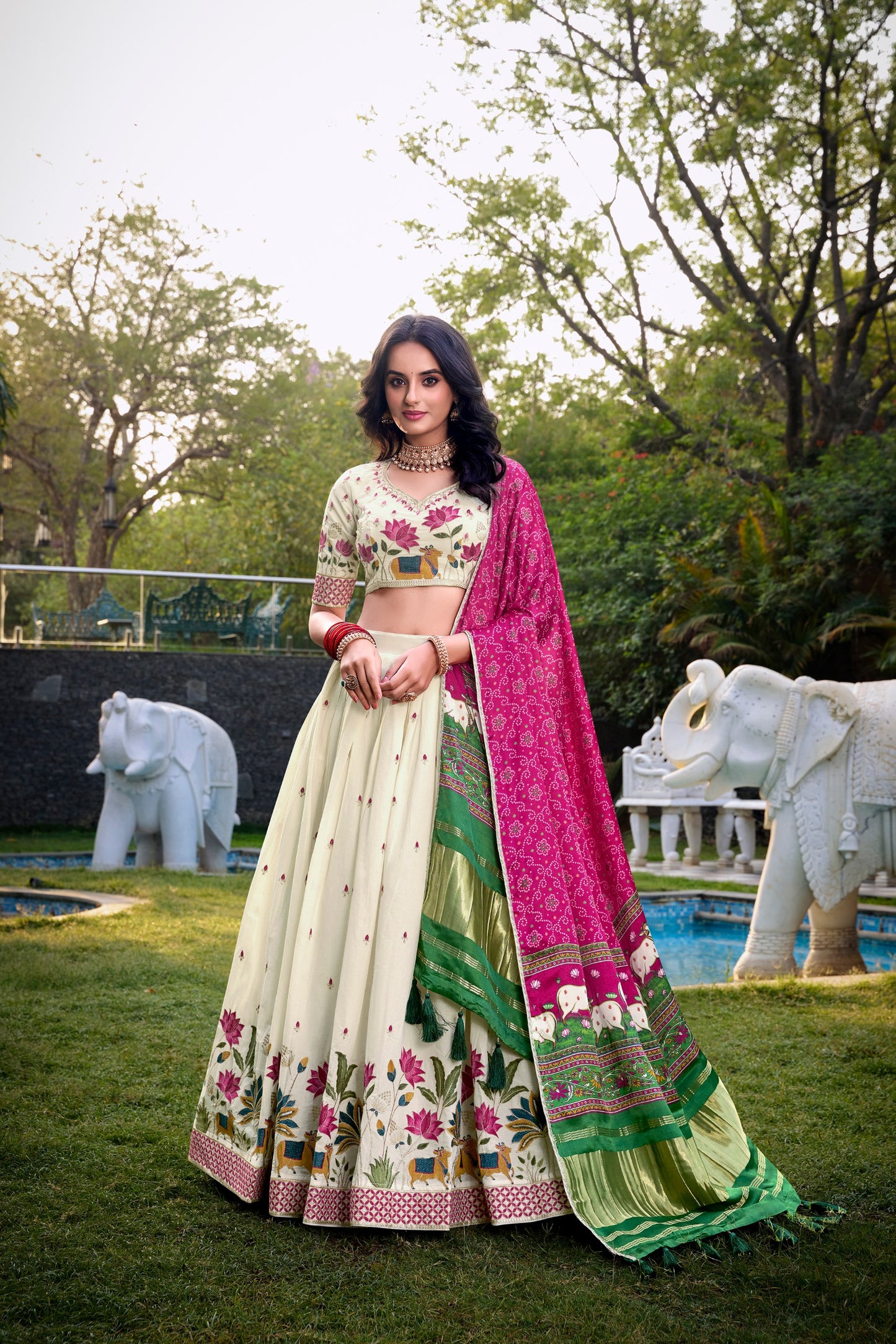 Pink Khadi Cotton Sequins and thread embroidery