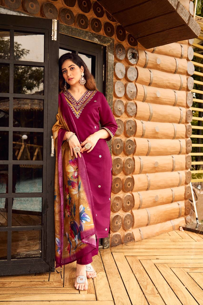 Fully Stitched Ethnic Set with Dupatta