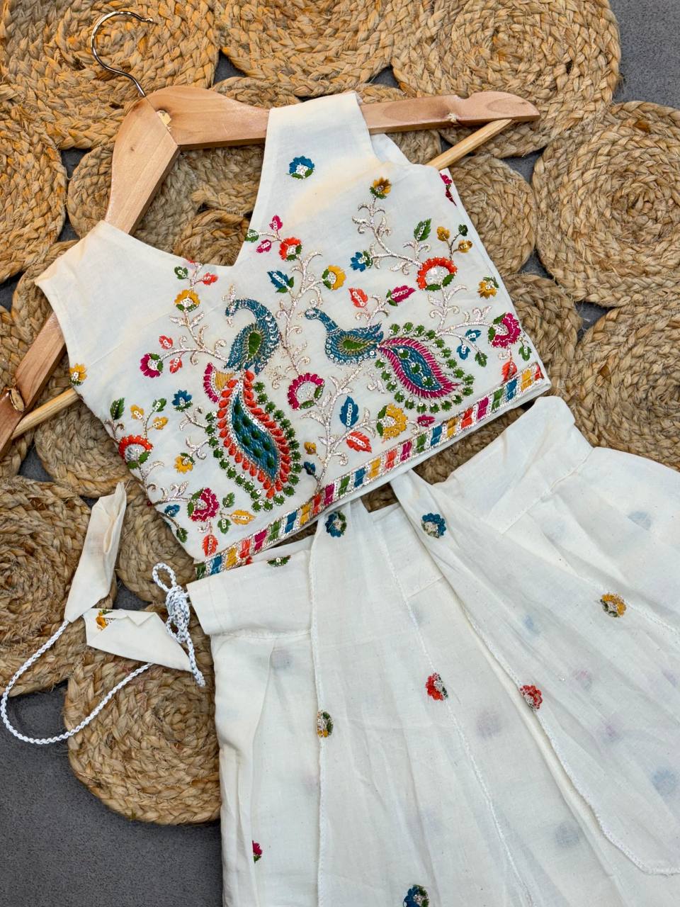 Kids Kora Cotton Lehenga Choli with Butterfly Back Design