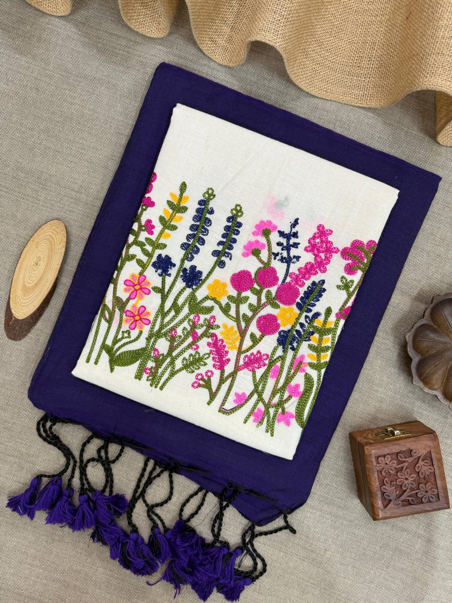 Pure Handloom Khadi Cotton With Designer Blouse