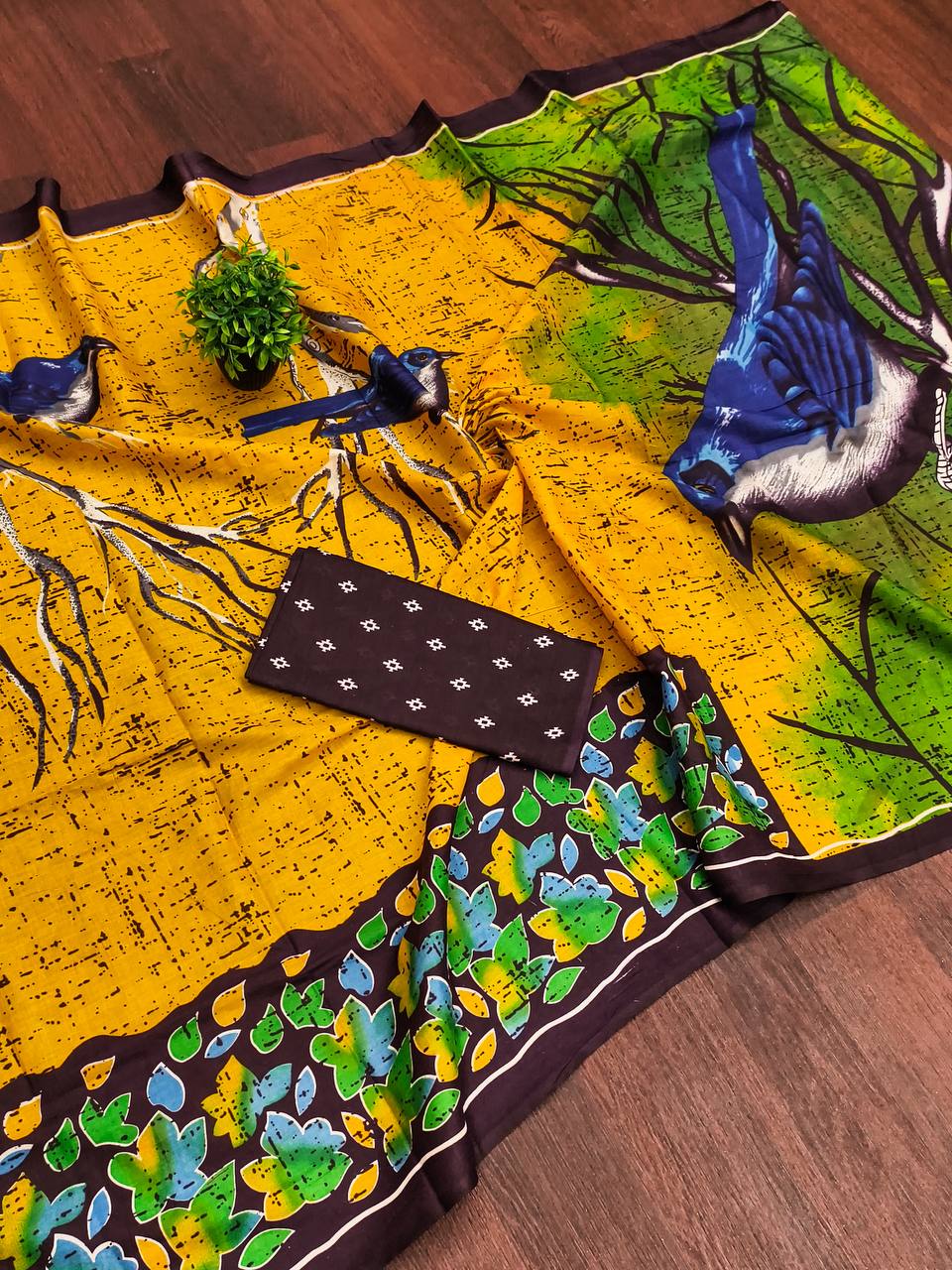 Heritage Hand Print Mulmul Cotton Sarees