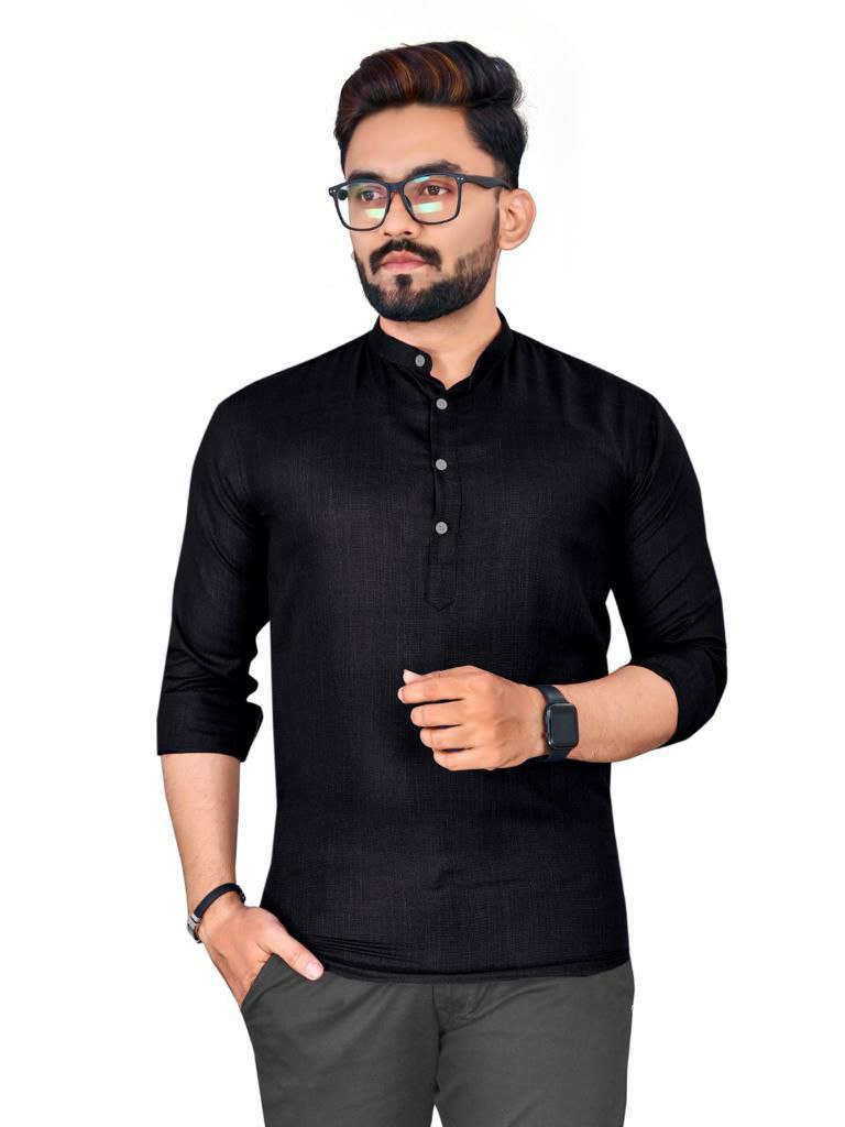 MAN'S SHORT KURTA Cotton Slub