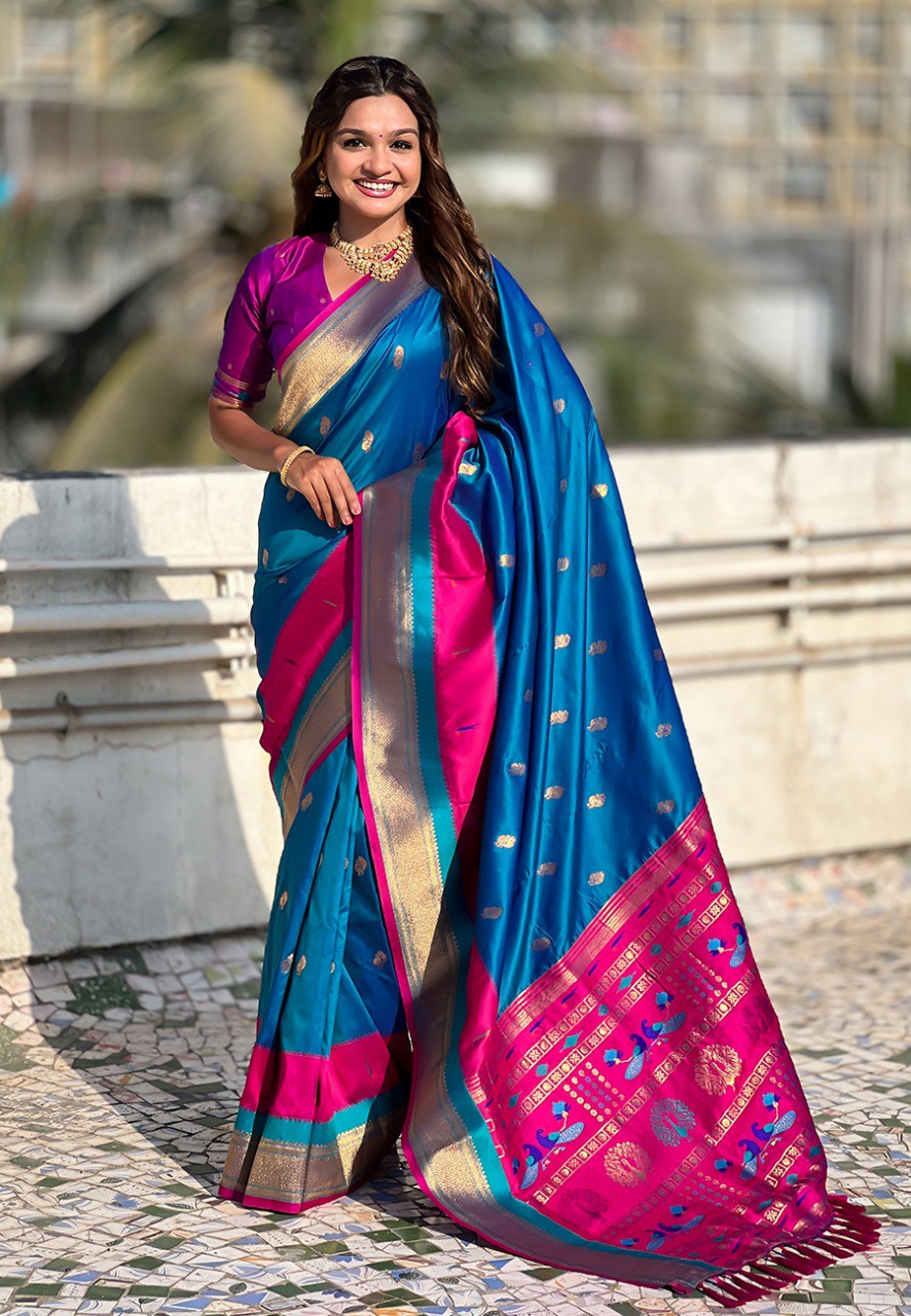 Soft Silk Rich Gold Zari Weaving Paithani Saree